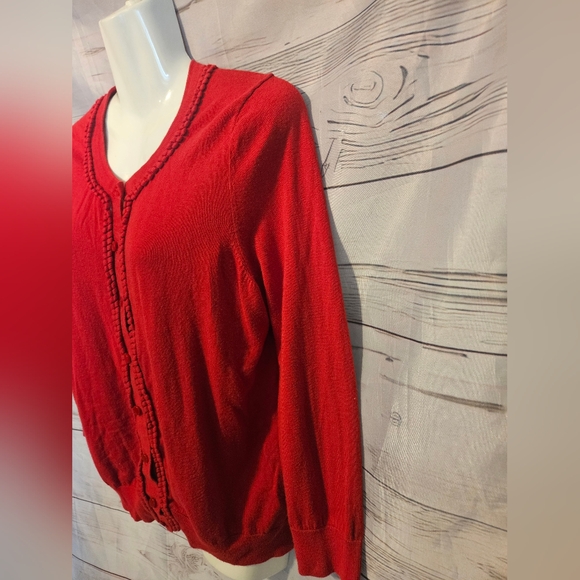 Talbots Women's Red Button-Up Cardigan, Size M - Picture 4 of 9